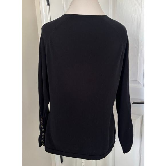 J. McLaughlin Large Black Long Sleeve Button Sweater Jamey Sweater - Picture 3 of 6